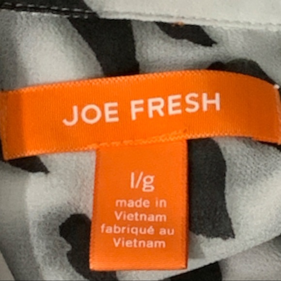 JOE FRESH Romantic Leopard Black And White Semi Transparent Long Sleeves Size L - Picture 7 of 9